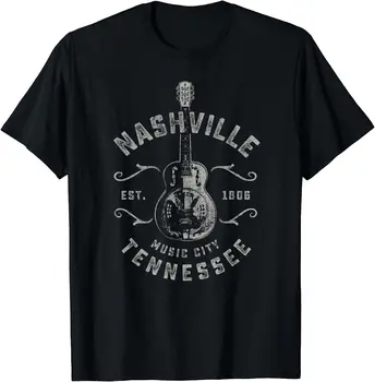 Нэшвилл Мьюзик Сити, США, Винтажная футболка для мужчин и женщин, повседневные хлопковые футболки на каждый день Four Seasons с графическим рисунком, уличная одежда, футболки