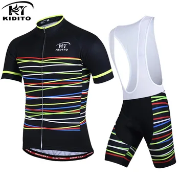 Kiditokt, летние пятиточечные брюки, Велосипедный костюм с короткими рукавами и ремешком, Черно-белое Снаряжение для езды на горном велосипеде, Дышащее