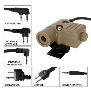 U94 PTT 7,0 мм Штекерный адаптер для наушников Icom/Kenwood/Midland/Motorola Talkabout Совместим с наушниками Comtac Sordin