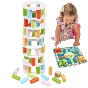 Штабелирующая башня Игра Дерево 2 В 1 Летающие Шахматы Штабелирующие блоки Детская игрушка Без Заусенцев Гладкие поверхности Легкие блоки Игра Для