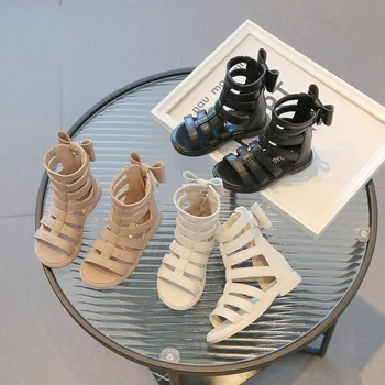 LZH/ Модные Летние детские сандалии для девочек, обувь для малышей, Римские нескользящие кроссовки для танцев на высоком каблуке с открытым носком, Уличные кроссовки для вечеринок