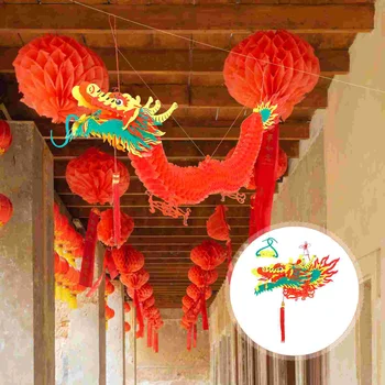Китайский Новый Год 3D: Фонарики для Домашней вечеринки на Китайском весеннем фестивале 2022 Новогоднее Подвесное украшение длиной 1,5 м.