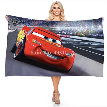 Банное полотенце для автомобиля с 3D молнией McQueen, мягкое водопоглощающее дышащее Пляжное полотенце с рисунком Для детей и взрослых, одеяло, подарок