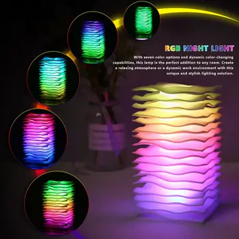RGB Красочный ночник для декора спальни USB Перезаряжаемая Регулируемая Цветная светодиодная настольная лампа с дистанционным управлением для детской комнаты