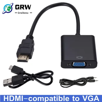 HD1080P HDMI-совместимый адаптер VGA, кабель-конвертер для Xbox PS4, портативных ПК, ТВ-бокса, проектора, дисплея HDTV