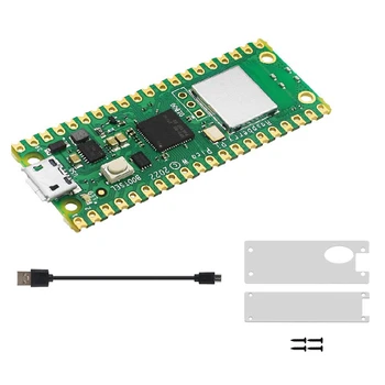 Для Pico W + Акриловый чехол +-USB Кабель RP2040, двухъядерный, 2 Мбайт, флэш-память, Беспроводной WiFi, комплект для разработки