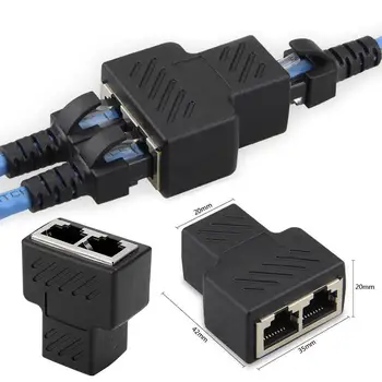 Новый Сетевой разветвитель от 1 до 2 локальных сетей Ethernet, Удлинитель, Штекер-адаптер, разъем для оборудования ПК, Кабели, Адаптеры, Компьютерные кабели
