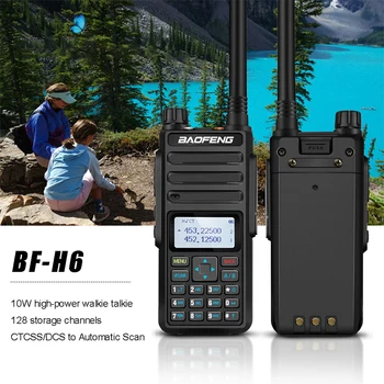 Портативная рация Baofeng 10 км BF-H6 УКВ 136-174 МГц UHF 400-520 МГц Портативное любительское радио 10 Вт Мощное двустороннее радио