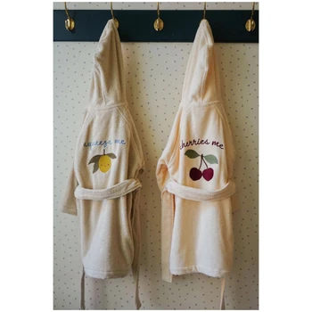 Детский халат KS23, Осень/зима, Удобный теплый халат с длинными рукавами для мальчиков и девочек, Детское банное полотенце
