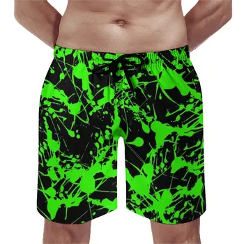 Зеленые Шорты-брызговики с абстрактным принтом, Гавайские Пляжные Короткие Штаны, Мужские спортивные шорты для Серфинга, Быстросохнущие Пляжные плавки, Идея подарка