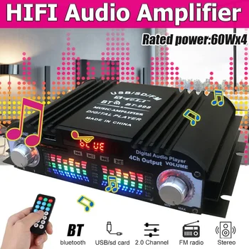 Hi-Fi Аудио Домашние Цифровые усилители Автомобильный аудио Усилитель мощности басов Bluetooth FM USB SD радио для динамиков сабвуфера DC12V