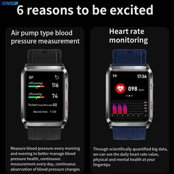 Подушка безопасности, воздушный насос, Умные часы, истинное точное кровяное давление, Умные часы, Частота сердечных сокращений, Температура тела, Умные часы для Huawei IOS Xiaomi