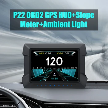 OBD2 GPS С Сигнализацией Превышения скорости Низкого Напряжения, Измерителем Наклона, автомобильной Электроникой, Головным Дисплеем, Спидометром P22, Двойной Системой HUD