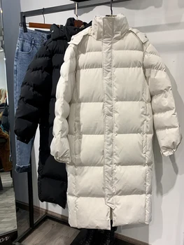 Пуховик с подкладкой 2022, новая толстая корейская версия, свободная супер длинная зимняя куртка с подкладкой Parker, зимняя одежда для женщин