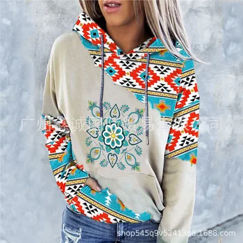 Осень и зима 2023, Новый женский свитер с принтом в этническом стиле, женская осенне-зимняя одежда