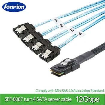 1/0,5 М 12 Гбит/с Кабель Mini-SAS SFF-8087 на 4 SATA SAS 36P на 4 SATA3.0 Кабель-разветвитель данных жесткого диска для сервера