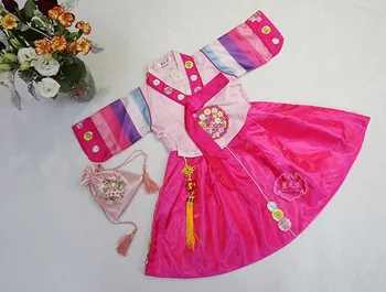 Новое традиционное корейское платье Ханбок для девочек, Изысканно вышитые национальные костюмы
