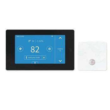Программируемый Wifi умный термостат Пластиковый для дома, адаптер C-Wire не требует подключения C-провода, с зонным дистанционным датчиком, 24 В переменного тока