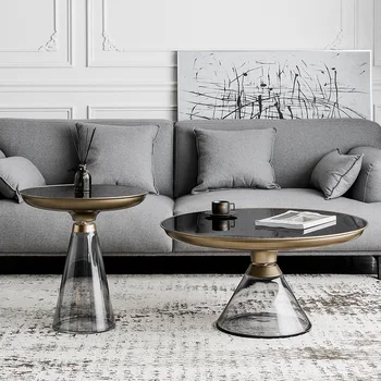 Современная Мебель Для гостиной, Журнальный столик, Креативный Дизайнерский диван, Приставной столик, Легкий Роскошный Стеклянный Чайный столик Круглой формы