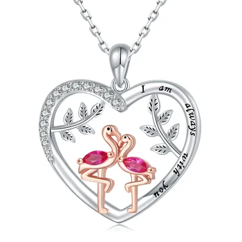 Стерлингового Серебра 925 Пробы, Нежные ожерелья с подвеской в виде сердца Фламинго, я всегда с тобой, ювелирные изделия, подарки на день рождения для женщин, подружек
