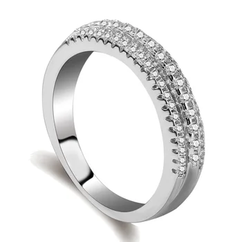 Стерлинговое серебро 925 пробы, 3 ряда бриллиантовых свадебных женских колец для женщин, простое геометрическое кольцо, ювелирные изделия из стерлингового серебра