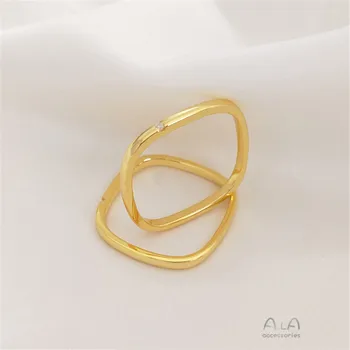 925 посеребренное 18-каратное золотое квадратное кольцо для влюбленных простое кольцо женское маленькое квадратное кольцо индивидуальность