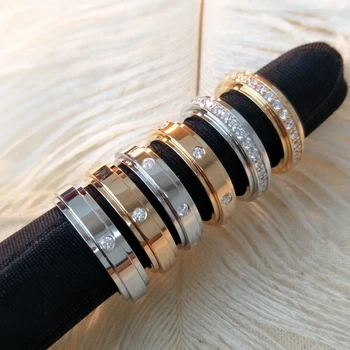 Вращающееся кольцо из стерлингового серебра 925 пробы с цирконом Премиум-класса для простых пар, элегантный модный бренд, роскошные украшения для банкетов