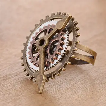 Ретро Винтажные часы 3 Кольца Часы Steam Party Ювелирные изделия Аппликатура Модные украшения Медные кольца