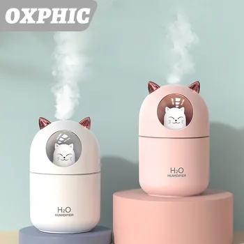 Usb-увлажнитель воздуха 300 мл Ультразвуковой Холодный Туманообразователь Fogger С красочной лампой Cute Cat Mini Diffuser Humidificador