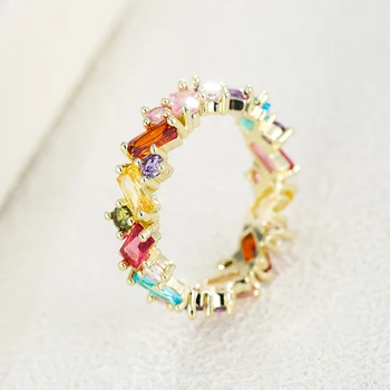 Модное кольцо Emmaya, лидер продаж, кольцо с геометрическим многоцветным цирконием для женской вечеринки, изысканные ювелирные изделия