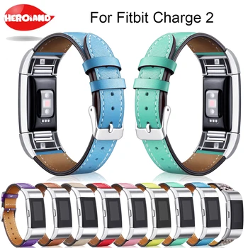Замена ремешков Fitbit Charge 2 Кожаные ремешки Сменный ремешок для фитнес-часов с рамкой из нержавеющей стали для Charge 2