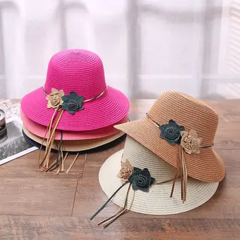 Прочная летняя пляжная тканая панама с небольшими полями, шляпа с зонтиком, цветочная соломенная шляпа, солнцезащитная шляпа