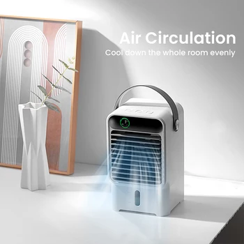 Мини-охладитель воздуха, охлаждающий вентилятор с циркуляцией воды, Увлажнитель воздуха, спрей, настольный вентилятор, 500 мл, портативный кондиционер с умным таймером
