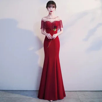 Китайский Стиль Qipao Cheongsam, Сексуальное перспективное Платье Русалки с круглым вырезом, Элегантное Праздничное платье Elebrity, Vestidos