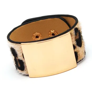 TOTABC Леопардовый браслет в стиле панк, бусины, кожаный браслет, популярные ювелирные изделия из сплава для женщин
