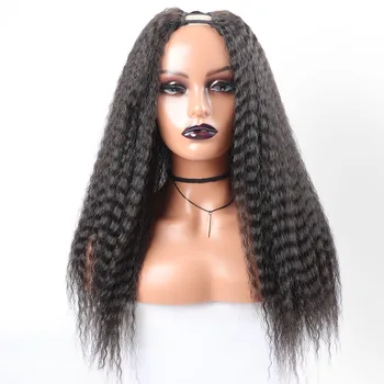 Синтетический кудрявый парик с U-образной частью, афро-кудрявый синтетический парик с U-образной частью, парик для женщин, черные кудрявые синтетические пышные волосы