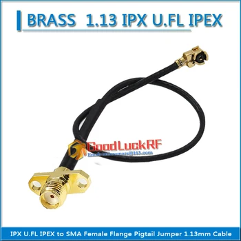 1.13 IPX U.FL IPEX к SMA Женский Фланец с 2 отверстиями RF Коаксиальная Перемычка с Косичкой 1.13 мм удлинитель кабеля с низкими потерями