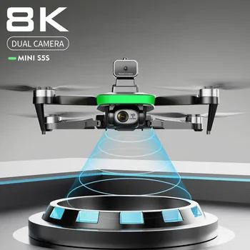 S5S GPS Drone 4K 8K Двойная HD камера Предотвращение препятствий Оптическое позиционирование потока Бесщеточный Радиоуправляемый Дрон Складной Квадрокоптер Игрушки Подарки