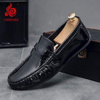 STRONGSHEN/мужские лоферы, мягкие мокасины, высококачественная демисезонная роскошная брендовая повседневная обувь без застежки, мужская обувь для вождения на плоской подошве