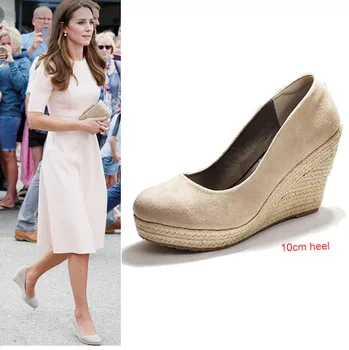 EAGSITY/ коричневые эспадрильи; женская обувь на танкетке и платформе; женские туфли-лодочки с круглым носком на высоком каблуке в том же стиле, что и у Kate princess
