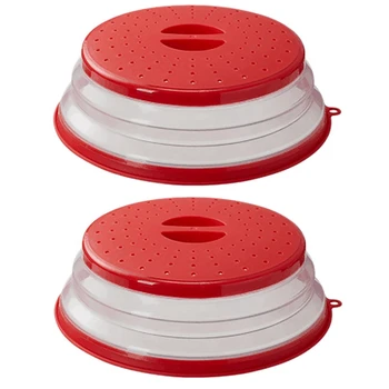 2X Складная крышка от брызг для микроволновой печи, подставки для микроволновой печи, Пищевая крышка с крышками (красная)