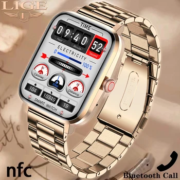 Смарт-часы LIGE с Bluetooth-вызовом, NFC, Пользовательский циферблат, Мониторинг сердечного ритма, IP68, Водонепроницаемые 1,85 