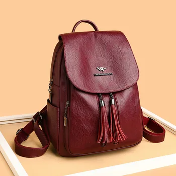 Винтажный женский рюкзак с кисточками, высококачественный кожаный женский дорожный рюкзак, студенческие школьные сумки большой емкости для девочек