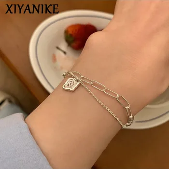 XIYANIKE Корейский простой двойной браслет-цепочка для женщин, Мода для девочек, Новые ювелирные изделия, подарок закадычному другу, вечерние браслеты для женщин