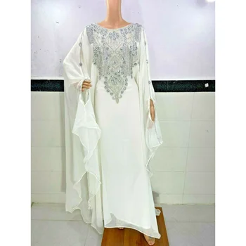Кафтаны Дубай, Арабское Марокко, Белое Платье, Необычное Длинное платье, Кафтан с вышивкой