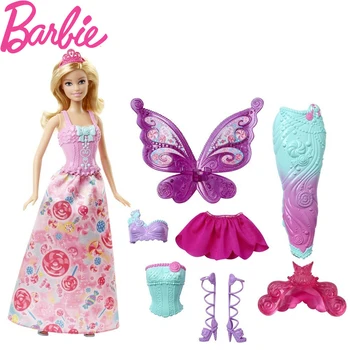 Оригинальный бренд Barbie Mermaid Dress Up Doll Особенность Кукла Русалка Девочка Подарок На День рождения Игрушки для девочек Подарок Boneca Juguetes