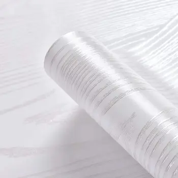 Серебристо-белые деревянные бумажные виниловые обои Отклеивают и приклеивают самоклеющуюся бумагу для декоративного шкафа Бумажные мебельные наклейки