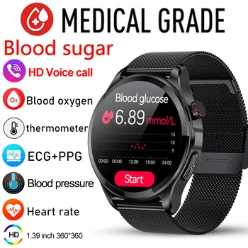 2023 новый уровень сахара в крови ЭКГ+ППГ умные часы Bluetooth вызов кислорода крови сердечного ритма кровяное давление здоровье водонепроницаемый Smartwatch