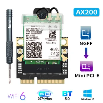 wircard Wi-fi 6 ax200 mini placa de rede pci-e 2400 Мбит/с 802.11ax/ac BT 5.1 2.4g/ 5 ГГц, адаптированный для Windows 10
