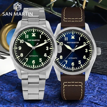 San Martin 39 мм Часы Пилота NH35 Новый Циферблат Sunray Классический Простой Стиль Военные NH35 Автоматические Механические Часы Для Мужчин reloj
